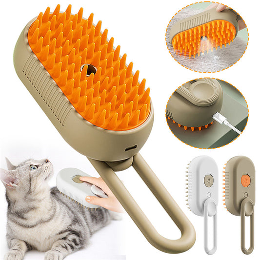 Electric Steam Grooming Brush – 3-in-1 Pet Hair & Massage Tool