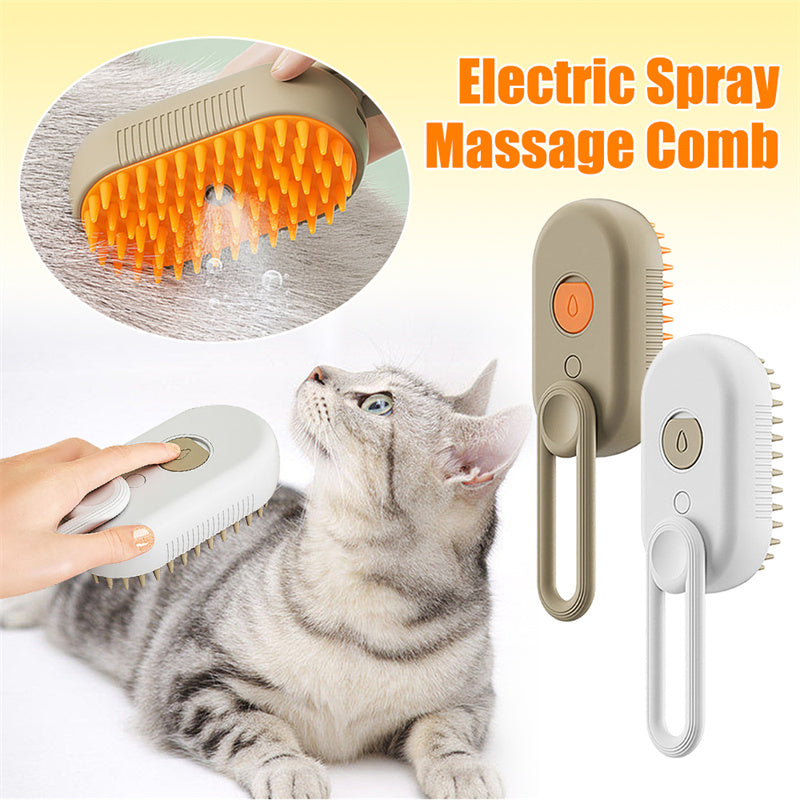 Electric Steam Grooming Brush – 3-in-1 Pet Hair & Massage Tool