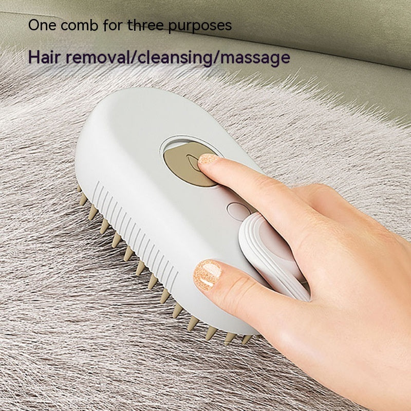 Electric Steam Grooming Brush – 3-in-1 Pet Hair & Massage Tool