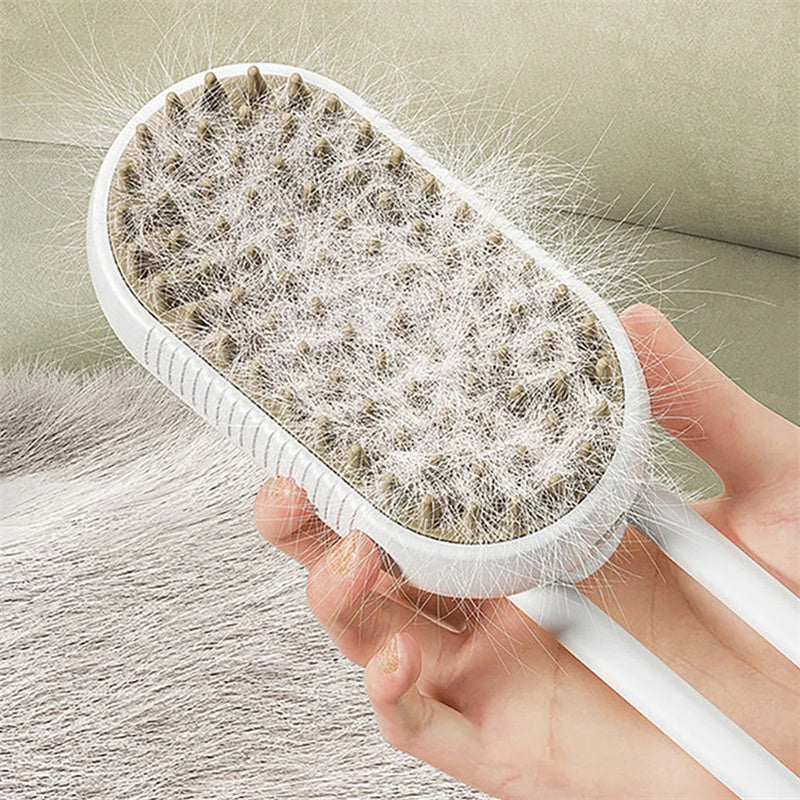 Electric Steam Grooming Brush – 3-in-1 Pet Hair & Massage Tool